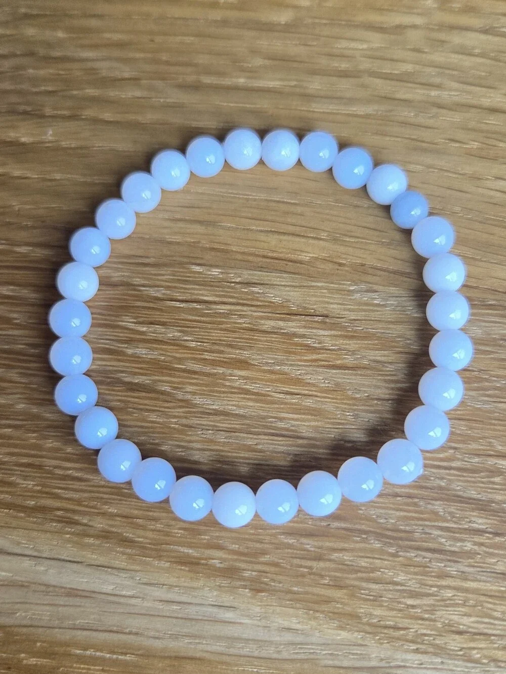 Chalcedony Beaded Stretch Bracelet | Handmade